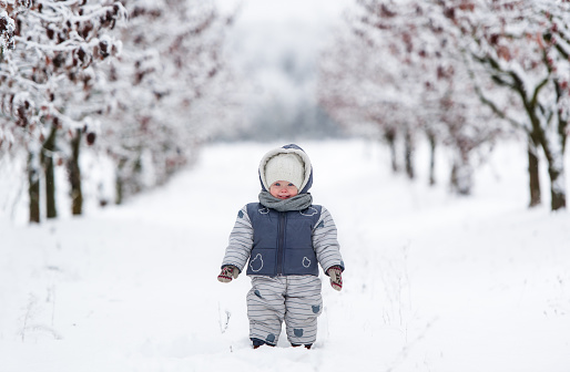 Little kid in snowsuit