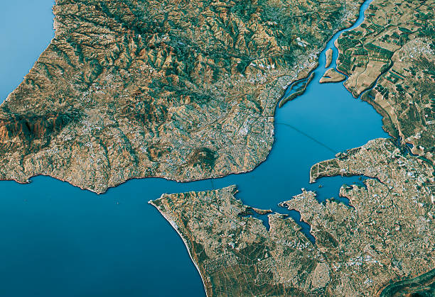 istock Lisbon 3D Landscape View South-North Natural Color 636195912