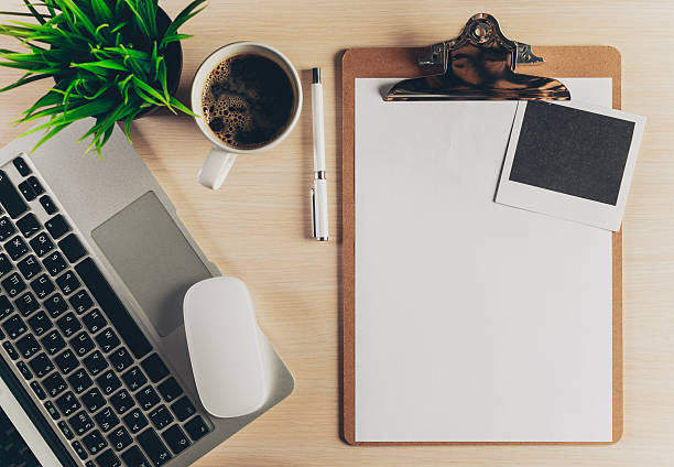istock Mix of office supplies and gadgets 636198904