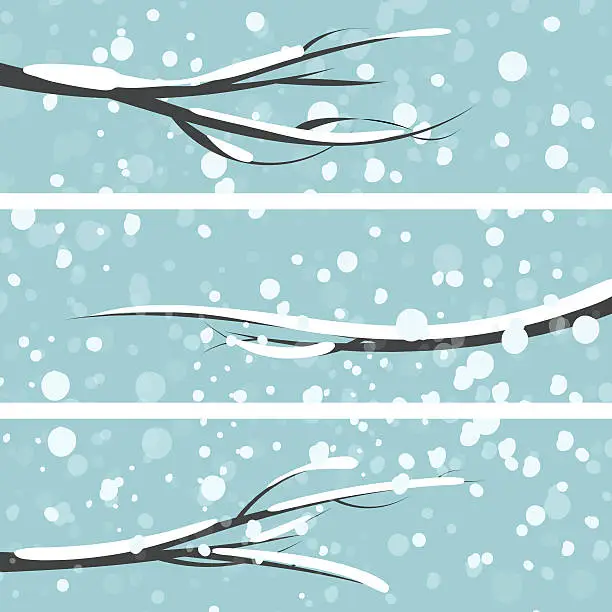 Vector illustration of Snowfall banners collection