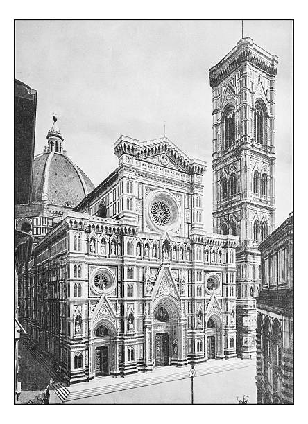 istock Antique dotprinted photographs of Italy: Florence, Duomo di Firenze 636200294