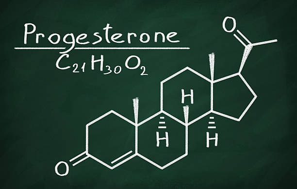 Structural model of Progesterone stock photo