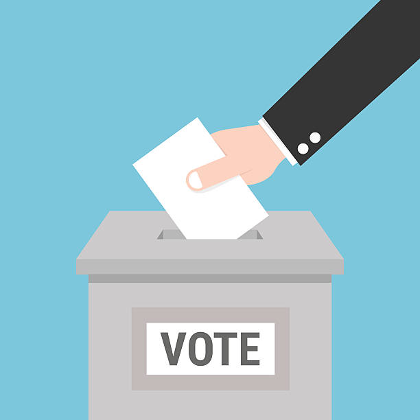 Vote ballot with box. Vector illustration, flat design Vote ballot with box. Vector illustration, flat design designate stock illustrations