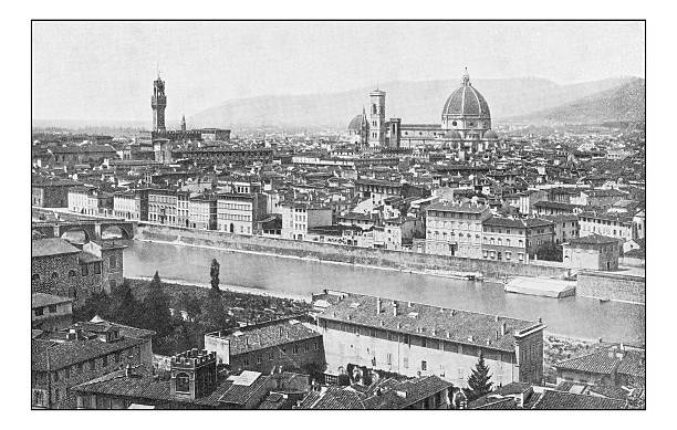 istock Antique dotprinted photographs of Italy: Florence 636202244
