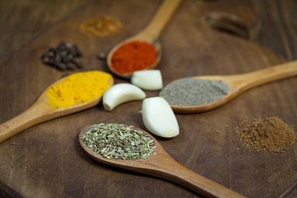 istock Spices on wooden spoon 636204360