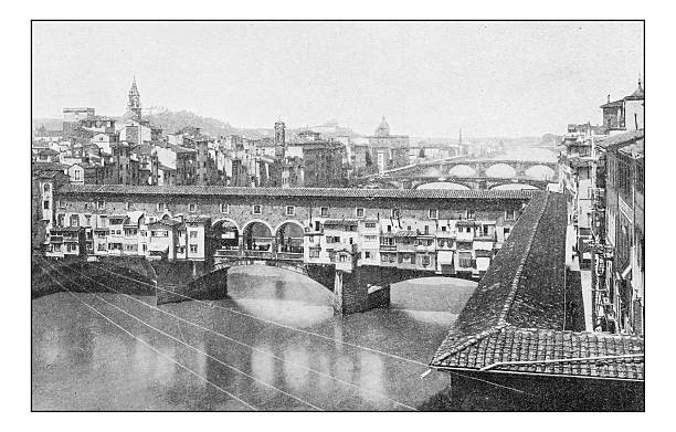 istock Antique dotprinted photographs of Italy: Florence, Ponte Vecchio 636206464