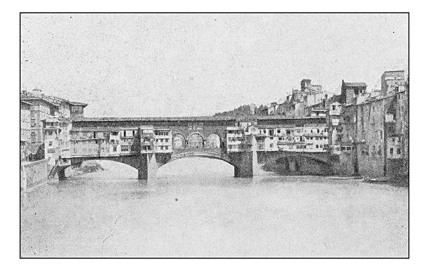 istock Antique dotprinted photographs of Italy: Florence, Ponte Vecchio 636206648