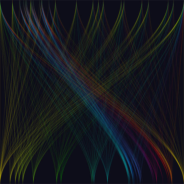 istock Colorful dark background with abstract waves, lines. Bright color chaotic 636209292