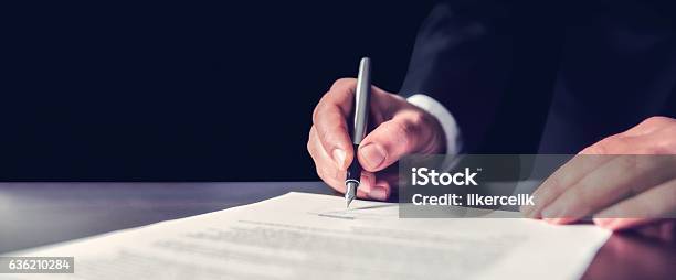 Signing Official Document Stock Photo - Download Image Now - Signing, Will - Legal Document, Contract