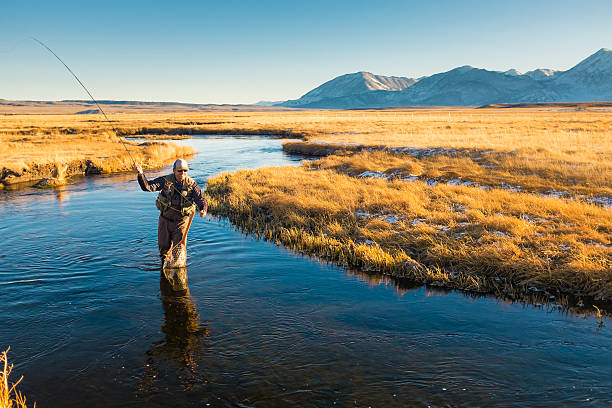 istock Fly Fisherman On The River Casting 636214028
