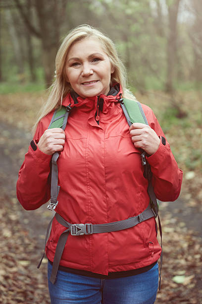 istock Woman in warm red jacket 636214438
