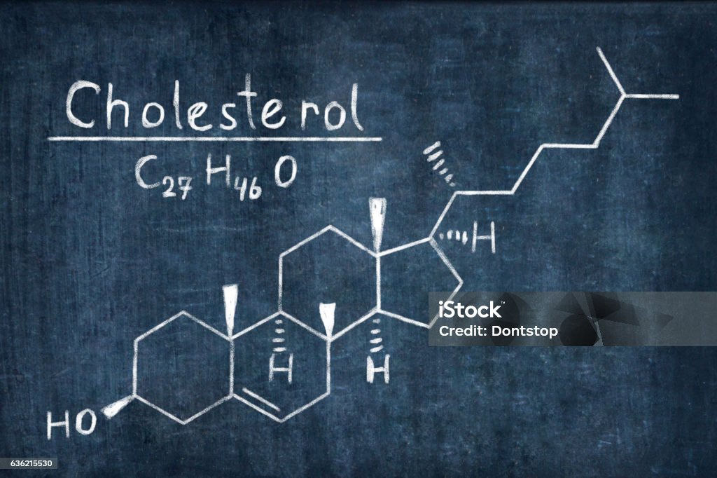 Formule chimique du concept de cholestérol sur Blackboard - Photo de Cholestérol libre de droits