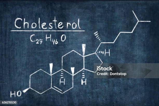 Photo libre de droit de Formule Chimique Du Concept De Cholestérol Sur Blackboard banque d'images et plus d'images libres de droit de Cholestérol