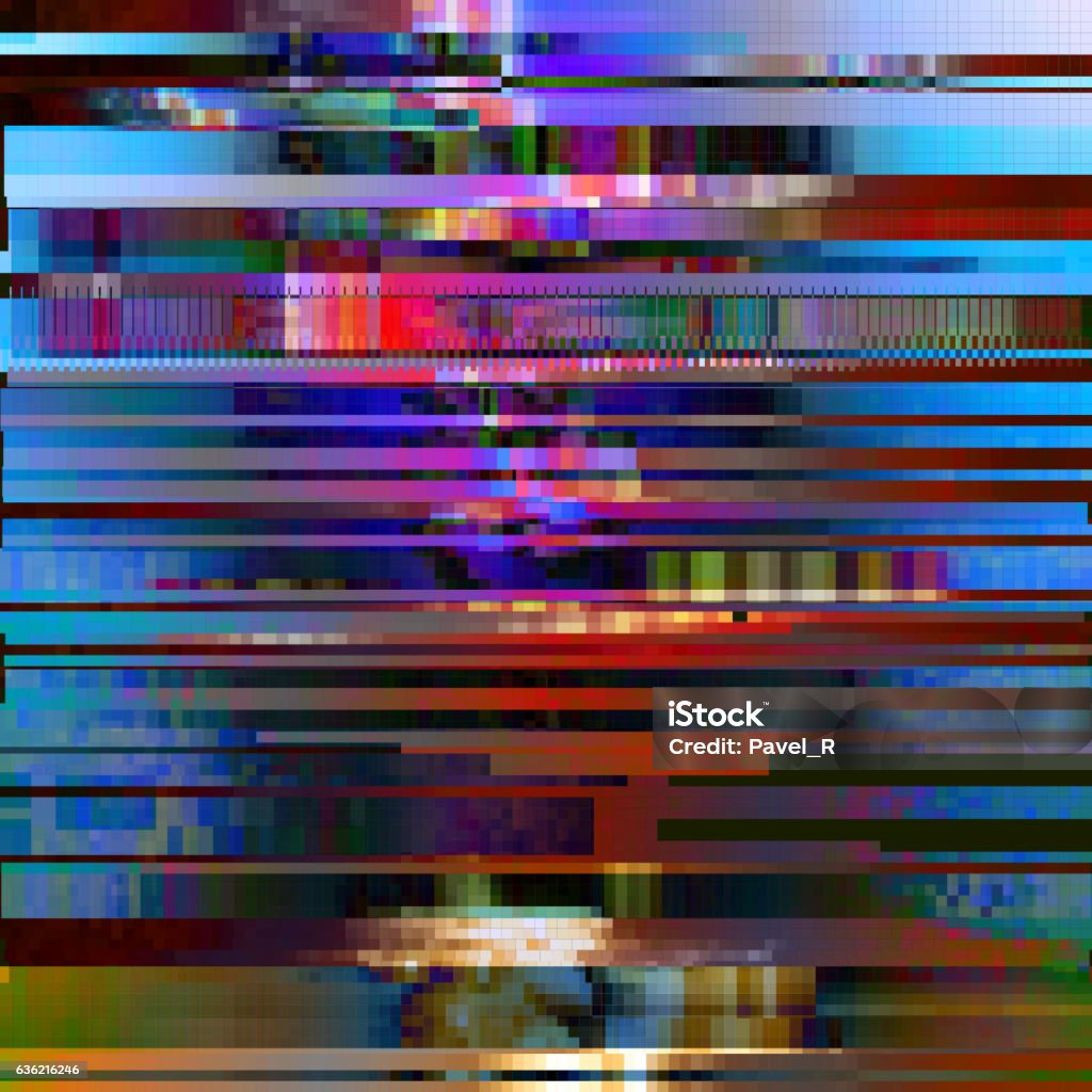 Glitched abstrakteVektor Hintergrund aus bunten Pixel-Mosaik. Digitale - Lizenzfrei Chaos Vektorgrafik