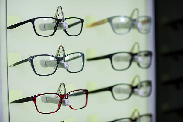 istock Close-up of various spectacles on display 636222944