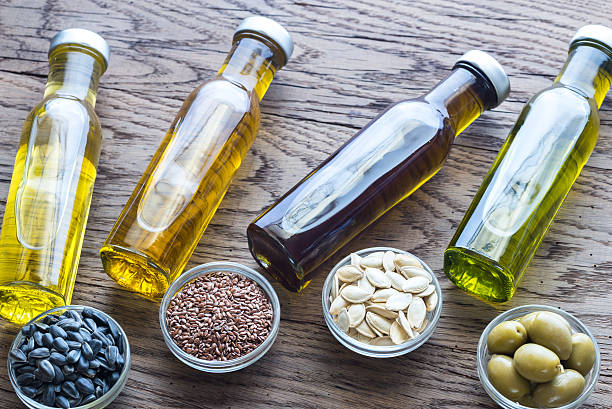 istock Bottles with different kinds of vegetable oil 636223200