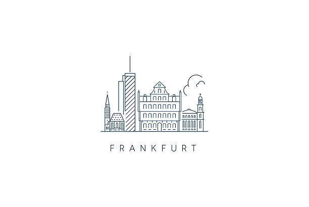 illustrazioni stock, clip art, cartoni animati e icone di tendenza di skyline della città di francoforte - francoforte sul meno