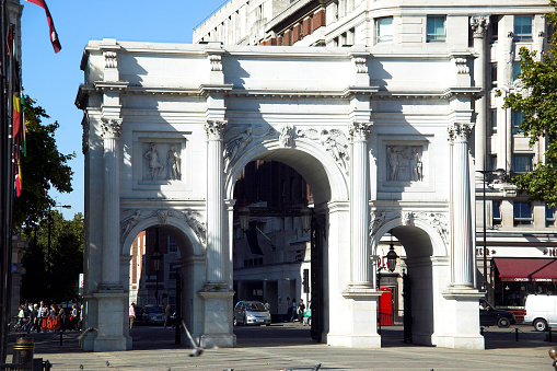 London, UK, September 11, 2007 : Marble Arch at the west end of Oxford Street which  was originally the entrance to Buckingham Palace