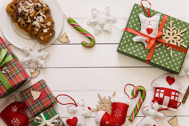 small and big Gift boxes on wood background