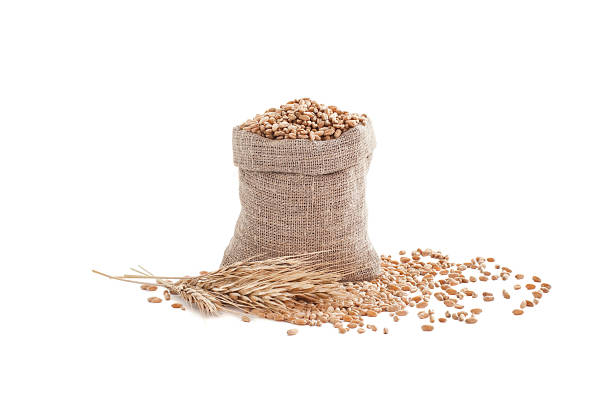 Bag with grain and wheat ears