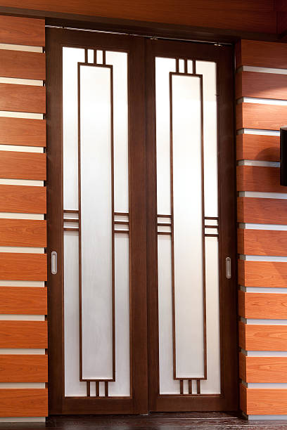 istock wooden sliding door 636226106