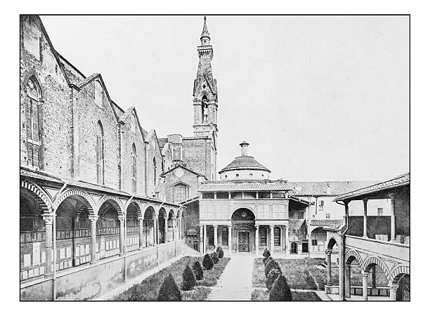 istock Antique dotprinted photographs of Italy: Florence, Santa Croce 636226482