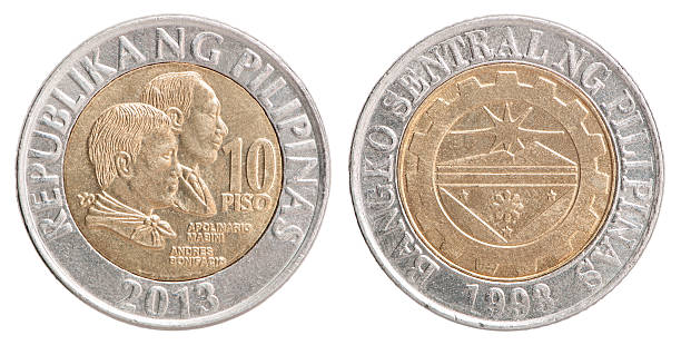 Philippine peso coin Philippine peso coin philippines currency stock pictures, royalty-free photos & images