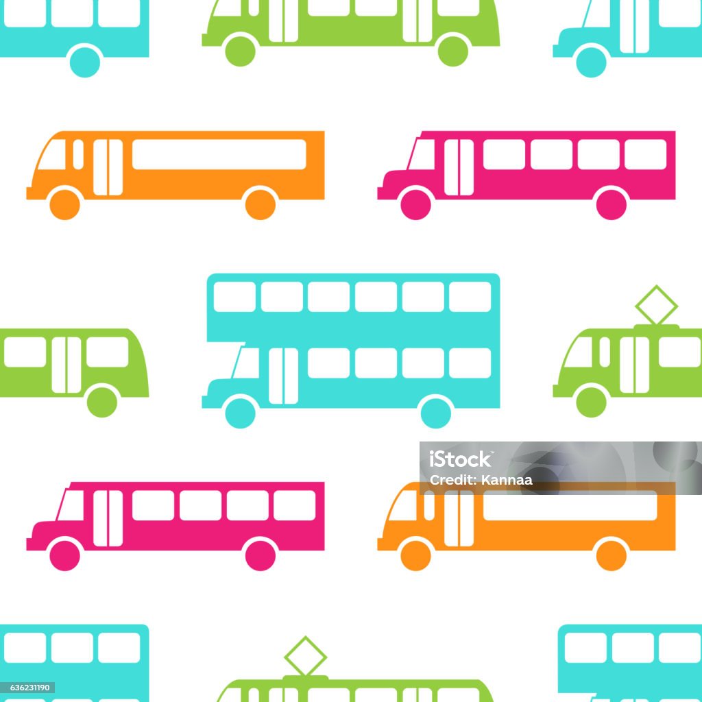 Retro Bus Seamless Pattern Stock Illustration - Download Image Now ...