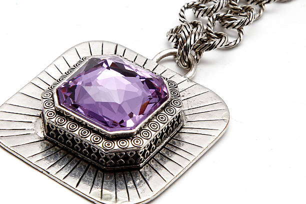 istock Necklace with large purple stone 636233848