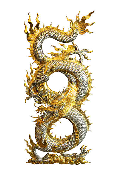istock Silver Golden Dragon isolated on white background clipping path 636239324