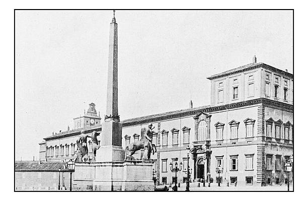 istock Antique dotprinted photographs of Italy: Rome, Quirinale Palace 636240084