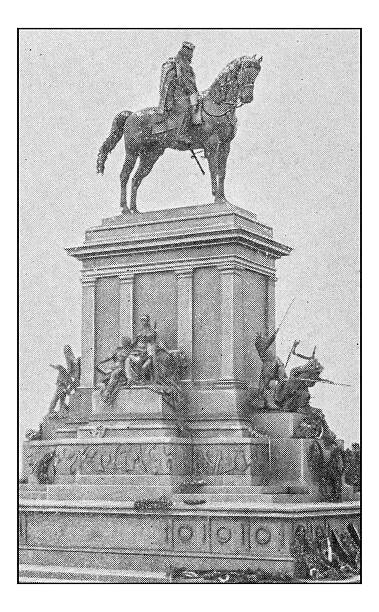istock Antique dotprinted photographs of Italy: Rome, Garibaldi statue 636240420