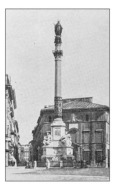 istock Antique dotprinted photographs of Italy: Rome, Piazza di Spagna 636240540