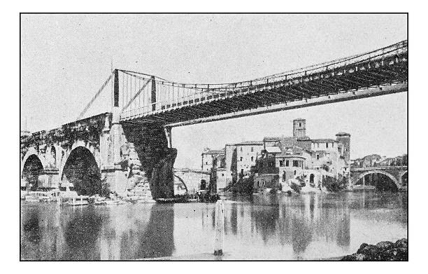 istock Antique dotprinted photographs of Italy: Rome, Palatino Bridge 636240588