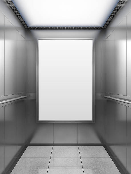 пустой рекламный щит внутри лифта - elevator стоковые фото и изображения
