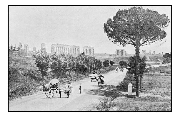 istock Antique dotprinted photographs of Italy: Rome, Aqua Claudia 636242744