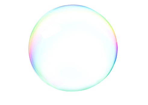 A colorful soap bubbles isolated over a white background