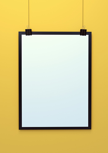 Blank hanging poster template 3d illustration