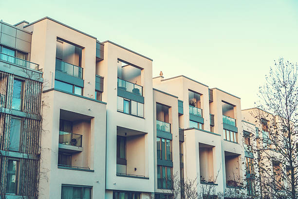 istock vintage colored modern row houses at autumn 636248832