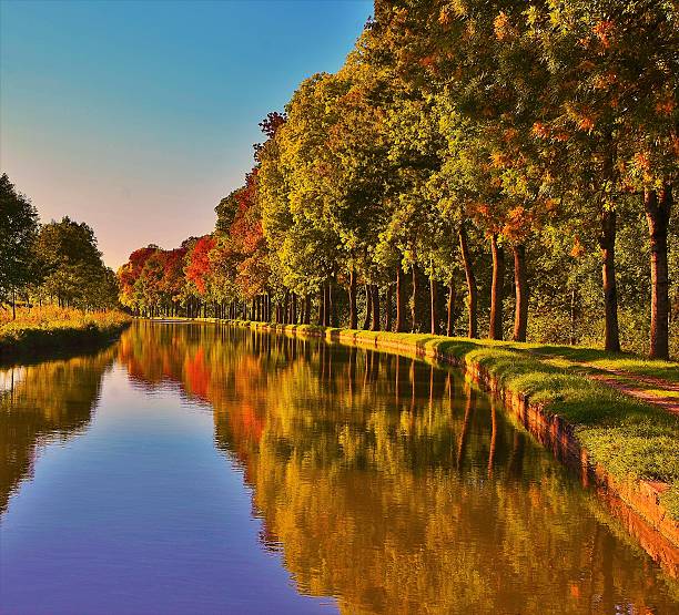 istock Autumn trees by the Bourgogne Canal 636248988