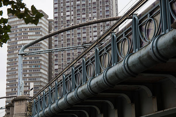 istock Tall buildings from under the bridge in Paris 636257402