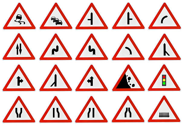 istock Lot of triangle road sign 636257806