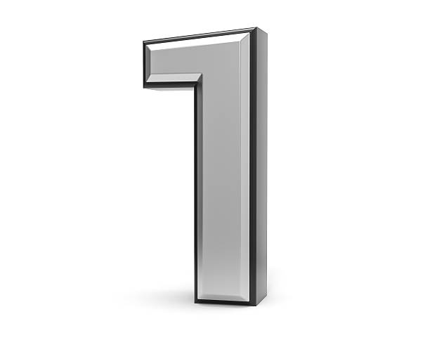 istock 3D Isolated Metal Metallic 1 One Number Illustration. 636258096