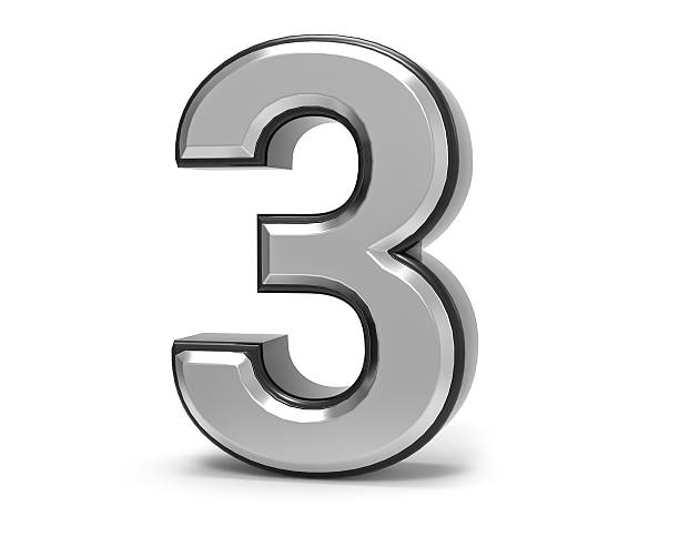 istock 3D Isolated Metal Metallic 3 Three Number Illustration. 636258168