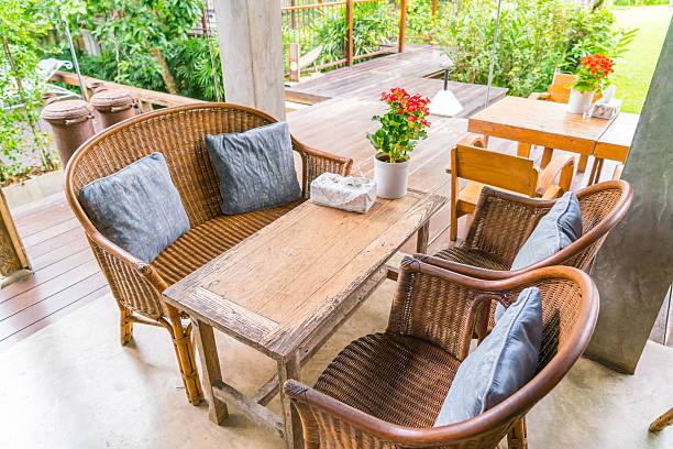 istock Table and chair in restaurant 636258246