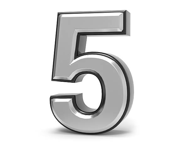 istock 3D Isolated Metal Metallic 5 Five Number Illustration. 636258336