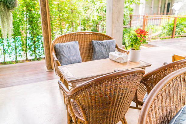 istock Table and chair in restaurant 636258772