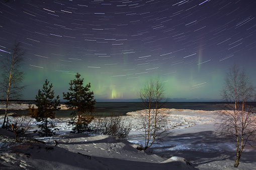 Aurora on lake Ladoga, Leningrad oblast, Russia