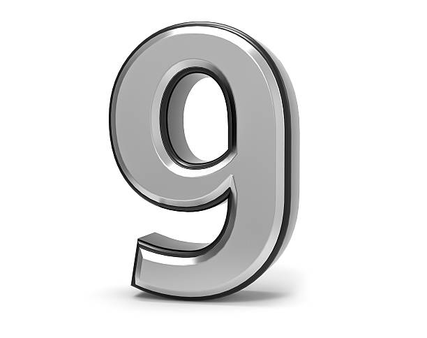 istock 3D Isolated Metal Metallic 9 Nine Number Illustration. 636259042