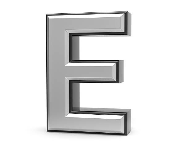 istock 3D Isolated Metal Metallic E Letter Alphabet Logo Illustration. 636259196